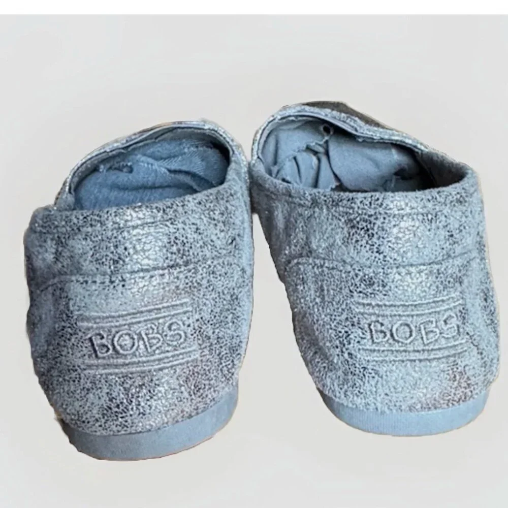 (6) BOBS Memory Foam Mottled Silver & Silver Beaded Slip-ons